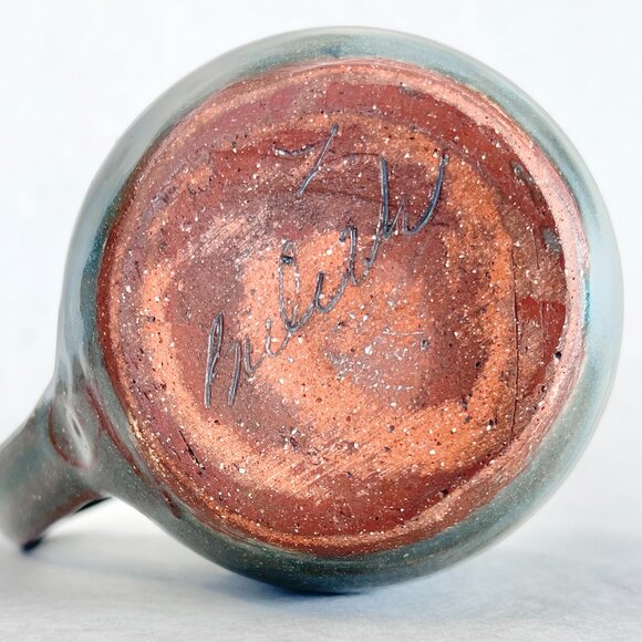 Vintage Handmade Stoneware Studio Pottery Mug Artist Signed Green and Brown - Picture 5 of 10